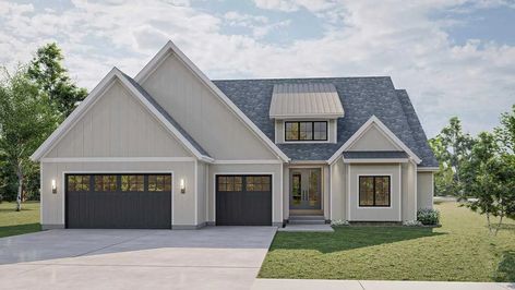 Advanced House Plans, American House Plans, Garage Floor Plans, Board And Batten Siding, American House, Frame House, Farmhouse House, Farmhouse Plan, House Plans Farmhouse