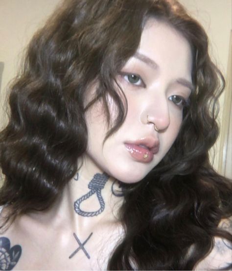 Korean Tattoos, Uzzlang Girl, Nose Piercing, Korean Beauty, Nostril Hoop Ring, Girl Tattoos, Korean Girl, Asian Beauty, Blossom