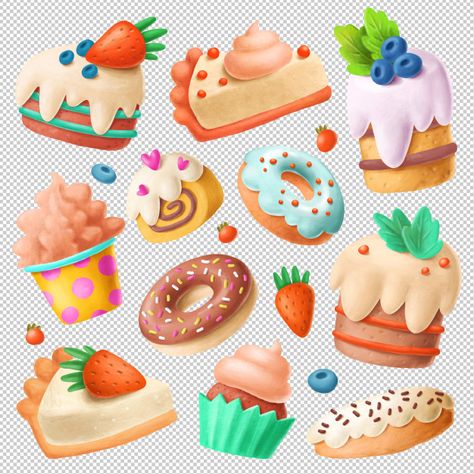 Bakery Icon, Dessert Clipart, Food Sketch, Dessert Set, Cake Bakery, Bakery Logo, Bakery Shop, Kawaii Food, Fresh Bread