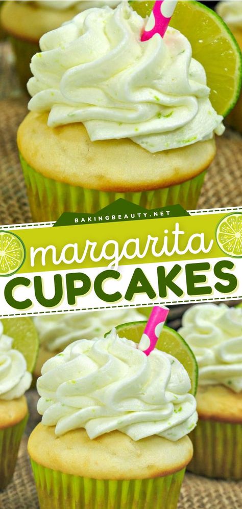 Margarita Cupcakes, best dessert ideas, sweet treats Booze Cupcakes, Bachelorette Desserts, Boozy Cupcakes Recipes, Lime Buttercream, Margarita Cake, Margarita Cupcakes, Boozy Cupcakes, Lime Cupcakes, Flavored Margaritas