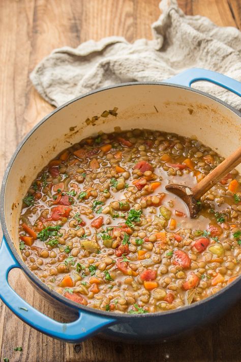 Classic Lentil Soup, Brown Lentil Soup Recipe, Brown Lentil Recipes, Lentil Soup Recipe Easy, Lentil Salads, Brown Lentil Soup, Lentils Soup, Curried Lentil Soup, Vegan Lentil Soup