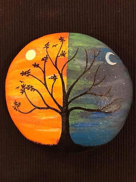 Easy Mandala Rock Art, Inspirational Rocks, Tree Paintings, Garden Rock Art, Acrylic Painting Ideas, Diy Rock Art, Painted Rock Animals, Rock Painting Ideas, Stone Art Painting