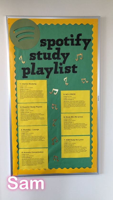 Spotify Bulletin Board, Teaching Classroom Decor, College Bulletin Boards, Ra Themes, Ra Bulletins, Ra Boards, Ra Bulletin Boards, Teacher Boards, Ra Ideas