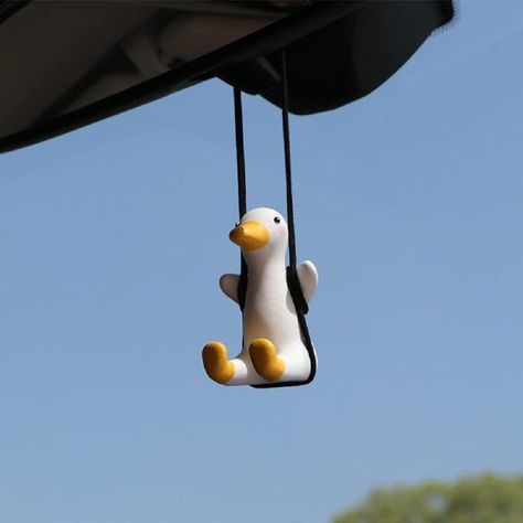 The duck is in cute design and size, the lanyard can be adjusted to avoid affect driving sight or hit the windshield. When driving or wind blowing, the duck will swing, relieve visual fatigue and add a lot of fun for your driving Duck Ornaments, Couples Accessories, Cool Car Accessories, Car Smell, Mirror Hanging, Car Fragrance, Little Duck, Mirror Ornaments, Car Ornaments