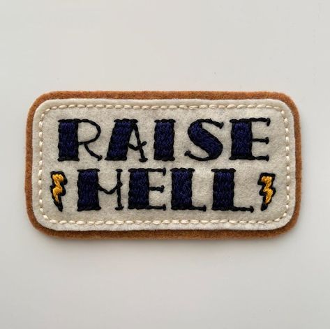 Fast Doll Fine Vintage on Instagram: “• Raise hell, y’all ⚡️⚡️ • • • • • • • #fastdollfinevintage #vintage #vintagestyle #embroidery #handembroidery #tattoos #tattooflash…” Traditional Tattoo Old School, Felt Patch, Traditional Tattoo Flash, Vintage Patches, Patches Jacket, Vintage Tattoo, Tattoo Flash, Tattoo Lettering, Block Lettering