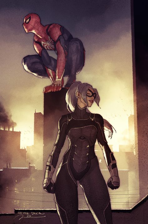 ArtStation - Cover work, Gerald Parel Black Cat Wallpaper, Black Cat Comics, Spiderman Black Cat, All Spiderman, Image Spiderman, Black Cat Marvel, Marvel Characters Art, Spiderman Artwork, Marvel Spiderman Art