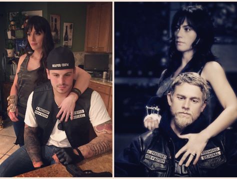 Jax and Tara costume Sons of Anarchy Jax And Tara Halloween Costume, Sons Of Anarchy Costume Couple, Sons Of Anarchy Costume, Jax And Tara, Halloween Tricks, Couple Costumes, Spooky Szn, Charlie Hunnam, Halloween 2017