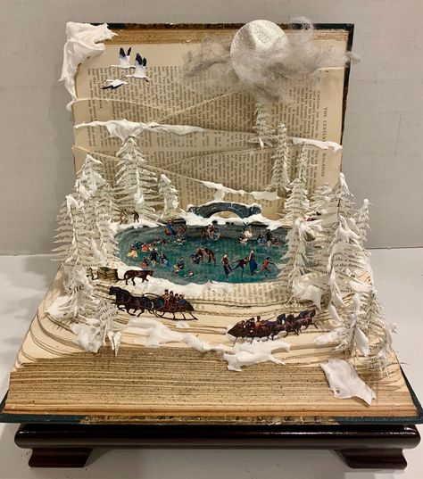 Altered Book Diorama, Altered Book Art Ideas, Popup Book Ideas, Altered Books Ideas, Altered Book Sculpture, 3d Book Art, Book Art Ideas, Book Diorama, Popup Book