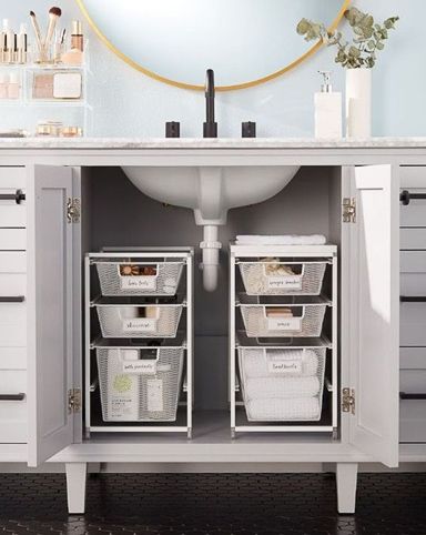 13 Genius Under-the-Sink Organizing Ideas to Maximize Your Storage Under Bathroom Sink, Under The Sink Organization, Bathroom Under Sink, Clever Closet, Bathroom Sink Organization, Bathroom Sink Storage, Small Bathroom Organization, Under Sink Organization, Bad Inspiration