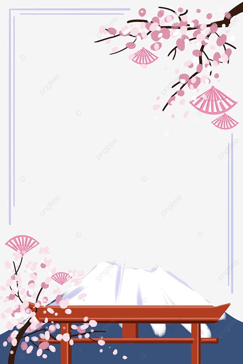 Cherry Blossom Border Design, Mountain Border Design, Cherry Blossom Border, Cherry Blossom Clipart, Boarders Designs For Projects, Drawing Borders, Japanese Party, Purple Border, Simple Border