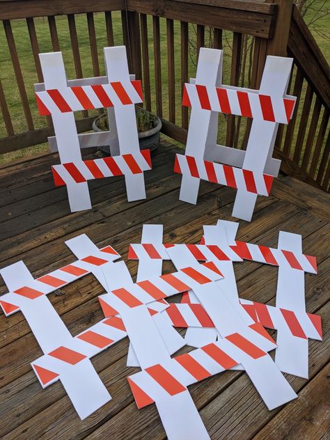 Diy Construction Barricade, Construction Float For Parade, Construction Zone Trunk Or Treat, Construction Decorations Diy, Construction Theme Birthday Party Decorations Diy Projects, Trunk Or Treat Construction Theme, Construction Theme Pep Rally, Construction Dress Up Day High School, Construction Pep Rally