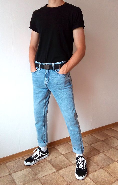 Old School Vans Outfit Men, Men Vans Outfit, Vans Old Skool Outfit Men, 80s Outfits Men, Vans Outfit Men, Estilo Vans, Outfit Vans, Vans Outfits, 80s Fashion Men