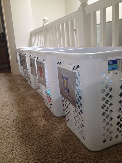 Labeled Laundry Baskets for Large Family Big Family Organization, Large Family Organization, Large Families Living, Small House Organization, Kid Laundry, Laundry System, Laundry Sorting, Commercial Kitchen Faucet, Family Organization