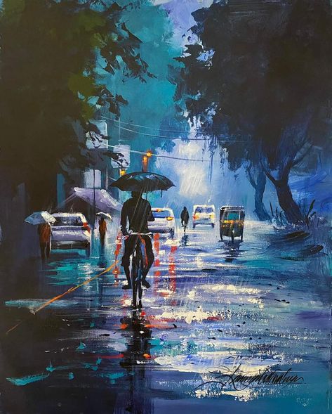 Rainy Season Painting, Kolkata Sketch, Bangladesh Painting, Rainy Season Drawing, Scenes Drawing, Cityscape Paintings, Poster Color Painting, Monochrome Painting, Drawing Scenery