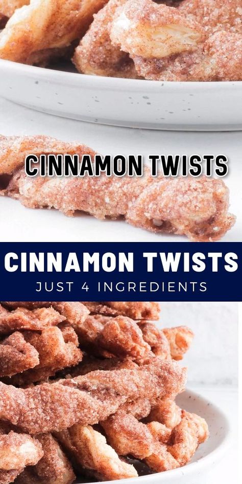 These homemade cinnamon twists are sweet, buttery, crunchy and quite simply addicting. And they make a great addition to any holiday dessert table. Best of all you'll just need 4 simple ingredients. #cheerfulcook #baking #cinnamon #dessert ♡ cheerfulcook.com Baking Cinnamon, Holiday Dessert Table, Hot Chocolate Fudge, Cinnamon Twists, Holiday Desserts Table, Single Serve Desserts, Dessert Simple, Slow Cooker Desserts, Brownie Desserts