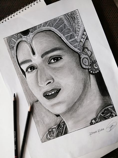 Sketch of model #sourabhrajjain as krishna in mahabharat serial on Star Plus Mahabharat Krishna Sketch, Mahabharat Sketch, Krishna Sketch Pencil Creative, Krishna In Mahabharat, Mahabharat Drawing, Krishna Pencil Sketch, Mahabharat Serial, Mahabharat Krishna, App Drawings