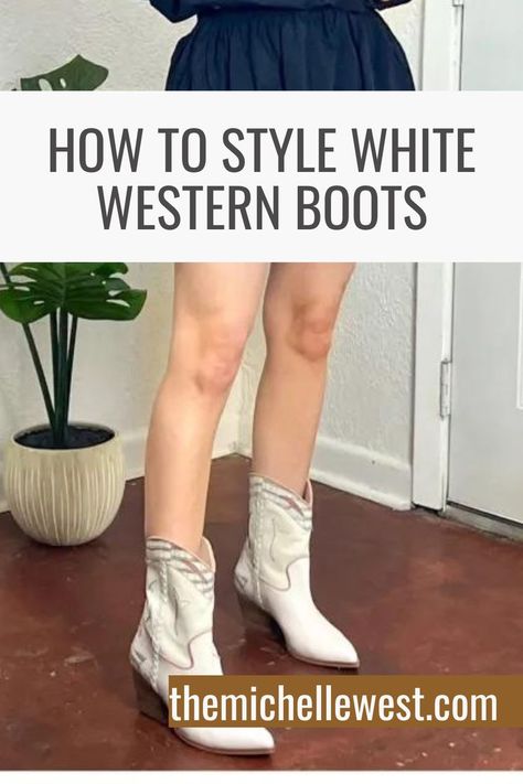 Cowboy boots are super hot for fall, especially these cowboy boots outfit. Cowboy boots arent just for western style but are a white hot staple for fall. Cowboy Bootie Outfits, Cowboy Ankle Boots Outfit, Cowboy Booties Outfit, Western Booties Outfit, Western Ankle Boots Outfit, White Western Boots Outfit, Cowboy Boots Outfit Fall, Ankle Cowboy Boots Outfit, White Western Boots