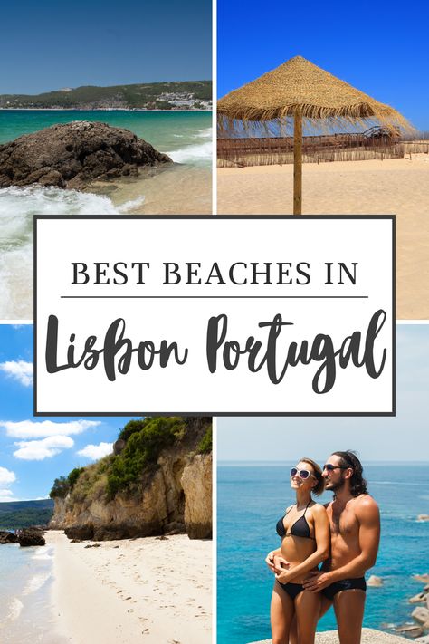 "Best beaches in Lisbon Portugal." This stunning place is full of natural beauty, but the best part about it is its many gorgeous beaches. Here's a list of our top ten favorite Lisbon beach destinations that you should visit during your stay here! Beaches In Lisbon Portugal, Lisbon Portugal Beach, Portugal Elopement, Lisbon Beaches, Portugal Beaches, Best Beaches In Portugal, Best Places In Portugal, Lisbon Portugal Travel, Albufeira Portugal