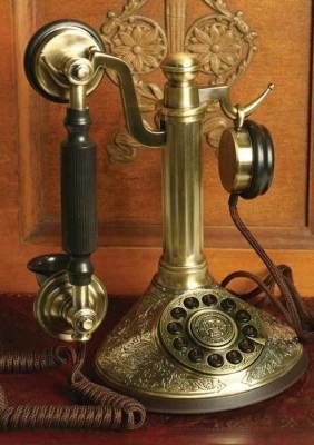 Victorian Trading Company. Vintage phone; would fit in nicely with the décor. Victorian Era Furniture, Victorian Telephone, Victorian Technology, Candlestick Phone, Weird Inventions, Victorian Trading Company, Antique Phone, Telephone Vintage, Antique Telephone