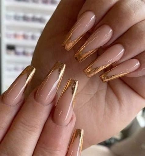 New Summer Nails, Nails Collection, Long Nail Art, Long Nail, Simple Acrylic Nails, Pink French, Gold Tips, Neutral Nails, Dream Nails