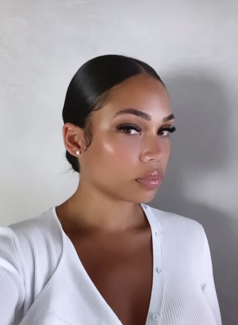 Black Women Sleek Bun, Lori Harvey Sleek Bun, Lori Harvey Bun, July Energy, Long Ponytail Hairstyles, Slick Bun, Bun Ponytail, Haute Hair, Lori Harvey