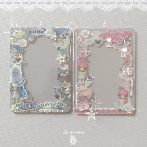 Top Loader Inspo Kpop, Stickers Decoration Ideas, Decoden Toploader Kpop, Photocard Sleeve Deco, Photocard Sticker Deco, Photocard Deco Ideas, Decoden Photocard, Aesthetic Toploader, Top Loader Deco Kpop