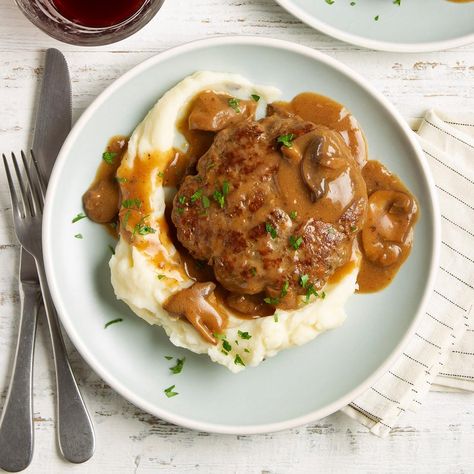 Best Salisbury Steak Best Salisbury Steak, Best Salisbury Steak Recipe, Beef Patties Recipes, Beef Ideas, Salisbury Steak Recipes, Beef Patties, Hamburger Steak, Patties Recipe, Beef Tips