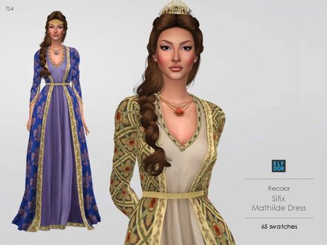 Royal Dresses Sims 4 Cc, Sims 4 Wedding Dress, Arab Dress, Sims Medieval, Ancient Dress, Play Sims 4, Cc Clothes, Sims 4 Download, Sims 4 Game Mods