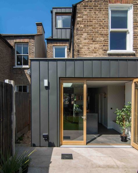 Kyle McCleary (@twinschefmac) • Instagram photos and videos Oak Bifold Doors, Zinc Cladding, Loft Extension, Cottage Extension, Oak Windows, External Cladding, Aluminium Cladding, Van Der Straeten, House Extension Design