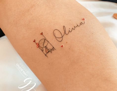 Daughters Name Tattoo, Heart Tattoos With Names, Ink Tattoo Design, Red Tattoo Ideas, Cute Owl Tattoo, Red Ink Tattoo, Tattoo Family, Tatoo Inspiration, Cross Tattoos For Women