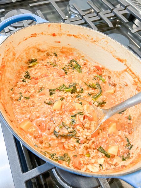 One-Pot Creamy Tomato Pasta | Caroline Chambers Caro Chambers, Caroline Chambers, Creamy Tomato Pasta, Good Soup, Turkey Pasta, Chill Night, Peanut Noodles, Easy Eat, Night At Home