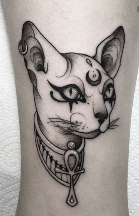 Bast Tattoo, Sphynx Cat Tattoo, Bastet Tattoo, Egyptian Cat Tattoos, Horus Tattoo, Egyptian Tattoo Sleeve, Tier Tattoo, Kunst Tattoos, Egypt Tattoo