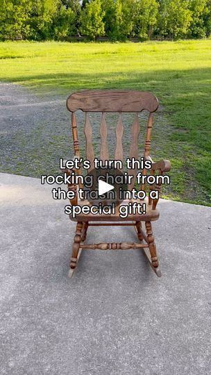 Refinished Rocking Chair Ideas, Redoing Old Rocking Chairs, Classroom Rocking Chair Diy, Wood Rocking Chair Makeover, Refurbished Rocking Chair, Kids Rocking Chair Makeover, Upcycled Rocking Chair, Teacher Rocking Chair Painted, Wooden Rocking Chair Makeover