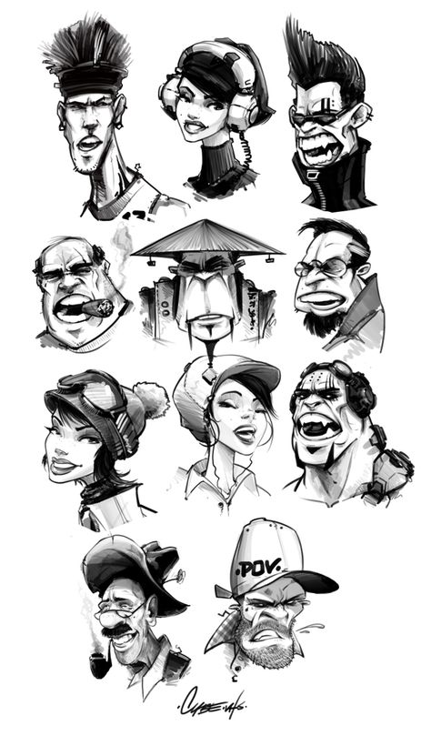 COMICS by CYBE Mikołaj Piszczako, via Behance Entertainment Illustration, Comic Faces, Character Design Cartoon, 얼굴 드로잉, Sketches Of People, Character Design Sketches, Face Characters, Character Sketches, Concept Art Character