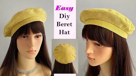 Fabric Hats To Sew, How To Make A Hat Out Of Fabric, Felt Beret Diy, Diy Beret Hat How To Make, How To Make A Beret Hat, How To Make A Hat, Diy Hats For Women, Beret Tutorial, Hat Making Tutorial