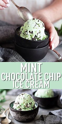 Resep Vegan, Hemgjord Glass, Ice Chocolate, Easy Ice Cream Recipe, Ice Cream Maker Recipes, Mint Chocolate Chip Ice Cream, Easy Ice Cream, Mint Chocolate Chip, Homemade Ice Cream Recipes