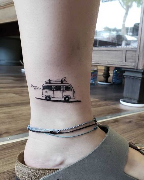 Travel Symbols, Travel Tattoo Small, Adventure Tattoo, T3 Vw, Volkswagen Van, Combi Vw, Car Tattoos, Detailed Tattoo, Travel Globe