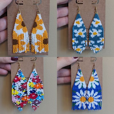 This Dangle & Drop Earrings item is sold by JewelrybyMommaBeeJoy. Ships from Corydon, IN. Listed on Oct 3, 2023 Elegant Seed Bead Earrings, Beaded Loom Earrings, Unique Beaded Earrings, Summer Beaded Earrings, Diy Glass Beads, Fringe Earring Pattern, Flower Beaded Earrings, Beaded Flower Earrings, Beautiful Beaded Earring