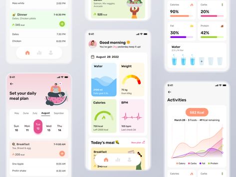 Food Tracker App, การออกแบบ Ui Ux, Ui Ux Design Trends, App Design Ui, Healthy Apps, Meal Planning App, Diet Tracker, Ui Design Trends, Ui Ux App