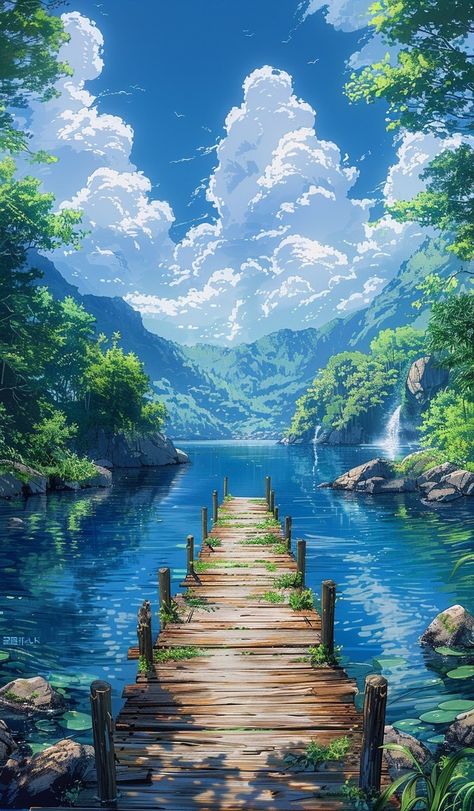 ⁀➷ Wallpaper ✪ Best Natural Wallpapers Hd, Anime Nature Wallpaper Hd, Anime Nature Wallpaper, Anime Landscape Wallpaper, Beautiful Scenery Drawing, Scenery Illustration, Anime Nature, Anime Landscape, Anime Places