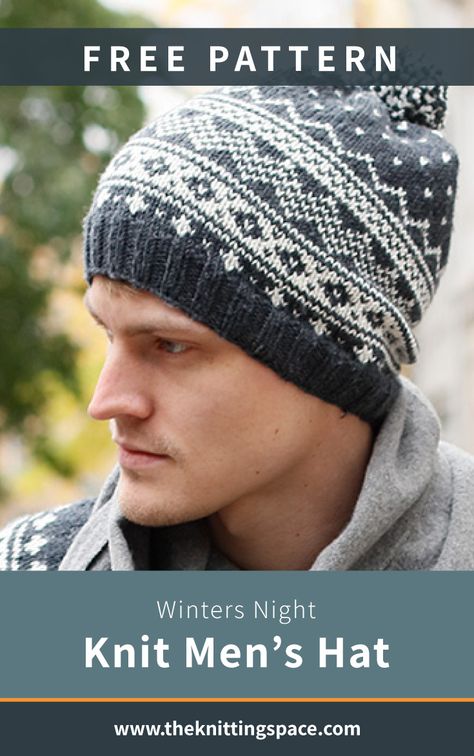 Mens Hat Knitting Pattern, Mens Hat Pattern, Fair Isle Hat Pattern, Mens Knit Beanie, Hat Free Knitting Pattern, Nordic Knitting, Winter Knitting Patterns, Fall Knitting Patterns, Beanie Knitting Patterns Free