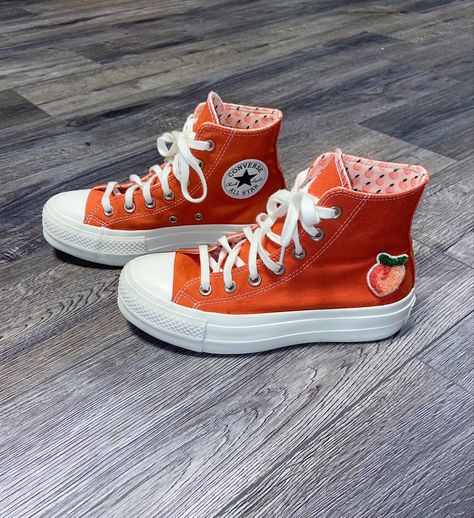 #converse Orange Converse, Peach Orange, All Star, Converse, Orange, Stars