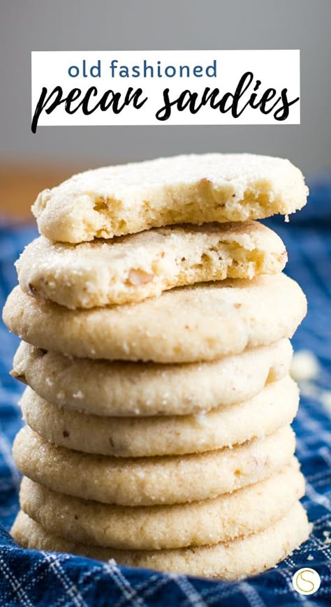 Old fashioned homemade pecan sandies cookies recipe. These make a crispy crumbly textured cookies. They are rich, buttery and nutty. The perfect pair to a cold glass of milk. #homemadecookie #pecansandies #cleverlysimple Pecan Sandies Cookies, Sandies Recipe, Sandies Cookies, Oatmeal Cookie Recipes Healthy, Peanut Butter Blossoms Recipe, Cowboy Cookie Recipe, Pecan Sandies, Jelly Cookies, Healthy Oatmeal Cookies