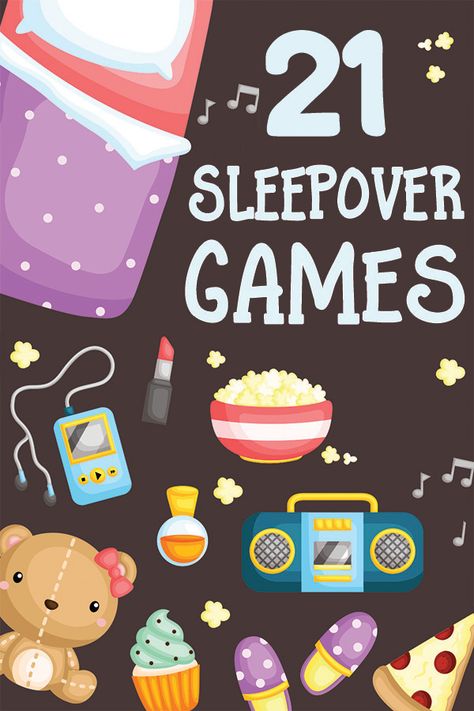 21 Sleepover Games for Your Next Kids Pajama Party #partygames #kidsparty #sleepover Sleepover Games For Kids, Kids Pajama Party, Pijamas Party Ideas, Pajama Party Games, Girls Sleepover Party, Teenager Party, Cer Nocturn, Sleepover Party Games, Birthday Sleepover Ideas