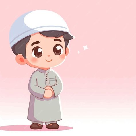 Premium Vector | A cute muslim in flat design stylee Islamic Cartoon Art, Islam Illustration, Islamic Illustration, Muslim Cartoon, Muslim Boy, Hijab Drawing, Chibi Boy, Diy Quiet Books, Islamic Cartoon