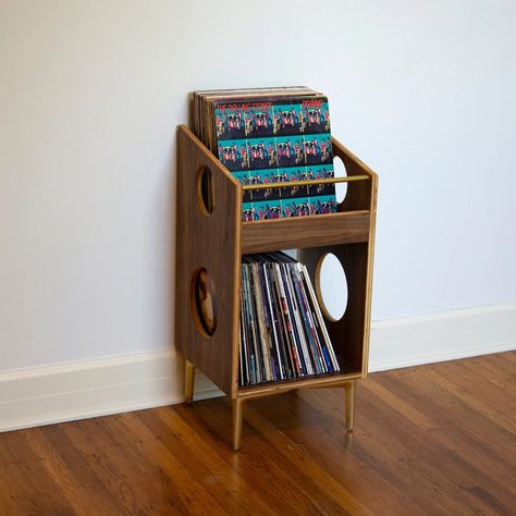 The sidekick WALNUT Edition Vinyl Record Storage Cabinet - Etsy Vinyl Record Storage Diy, Vinyl Cabinet, Vinyl Record Room, Vinyl Record Cabinet, Records Storage, Record Console, Record Storage Cabinet, Vinyl Record Display, Record Room