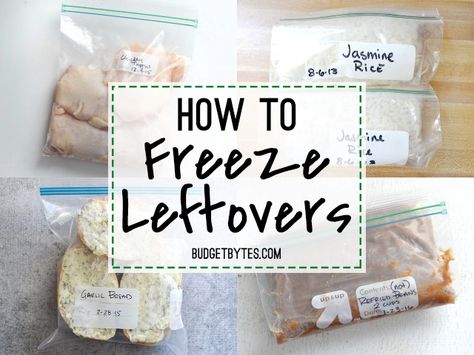 How to Freeze Leftovers Leftover Dressing, Freeze Leftovers, Freezing Leftovers, Budget Bytes, Nice Recipes, Quick Start Guide, Easy One Pot Meals, Post Workout Food, Freezer Cooking