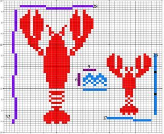 Lobsters! Knitting Colorwork, Knitting Motifs, Lobster Shirt, Cross Stitch Sea, Baby Washcloth, Graph Design, Needlepoint Designs, Crochet Tapestry, Sweater Crochet Pattern