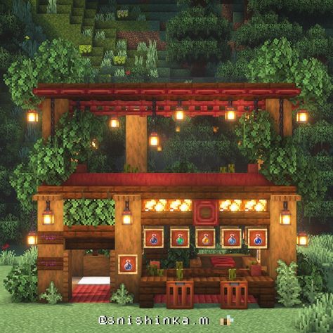 Minecraft Restaurant, Minecraft Horse, Minecraft Shops, Case Minecraft, Minecraft Building Ideas, Bar Aesthetic, Minecraft Houses Survival, Bangunan Minecraft, Minecraft House Plans