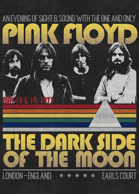 Pink Floyd // The Vintage Side of The Moon Pink Floyd Dark Side Of The Moon Posters, Dark Side Of The Moon Poster, Pink Floyd Dark Side Of The Moon, Bands Posters, Room Music, Brick In The Wall, Pink Floyd Dark Side, Post Rock, Dorm Posters